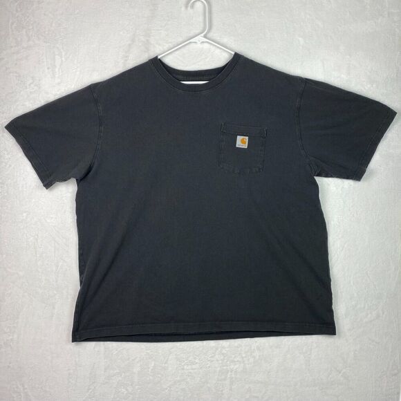 Carhartt T-shirt Mens XXL 2XL Black Logo Crewneck Short Sleeve Workshirt - Picture 1 of 8
